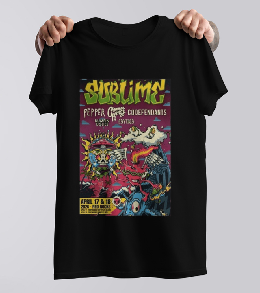 Sublime Red Rocks Pepper Common Kings Codefendants April 17 18 2026 T-Shirt