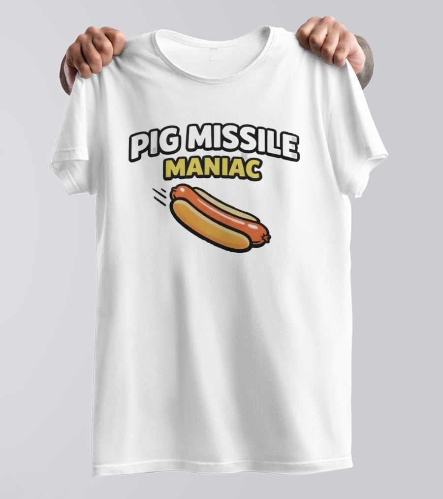 Pig Missile Maniac Hot Dog T-Shirt