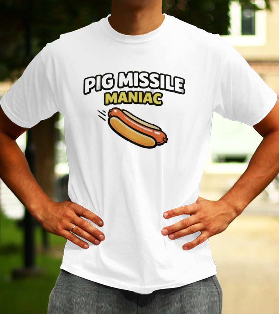 Pig Missile Maniac Hot Dog T-Shirt