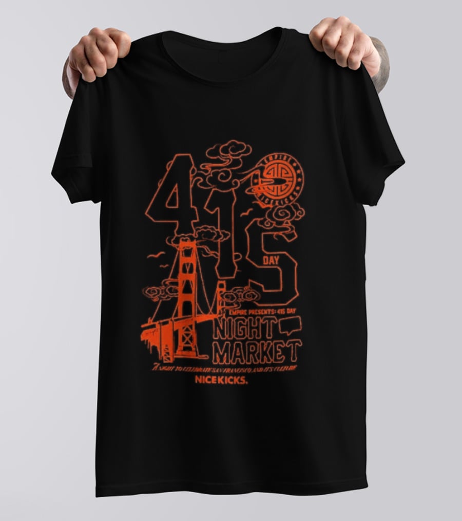 415 San Francisco Golden Gate Bridge Night Market Cityscape T-Shirt