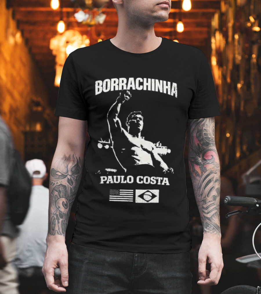 Borrachinha Paulo Costa Raised Arm MMA Fighter Brazil Flag T-Shirt
