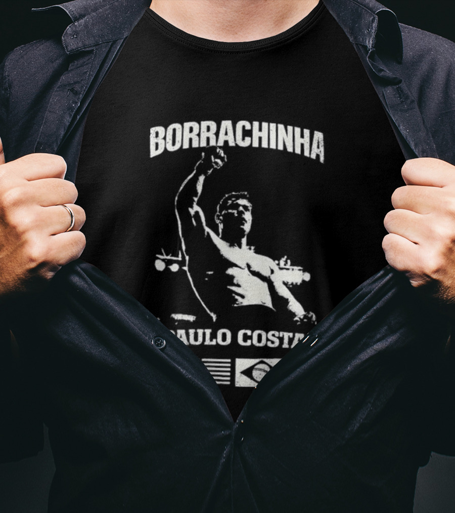 Borrachinha Paulo Costa Raised Arm MMA Fighter Brazil Flag T-Shirt