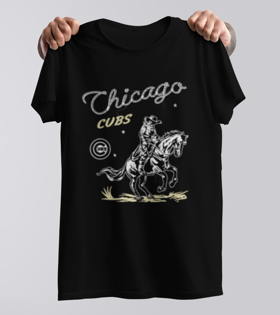 Chicago Cubs Lasso Cowboy Riding Equestrian Drawing T-Shirt