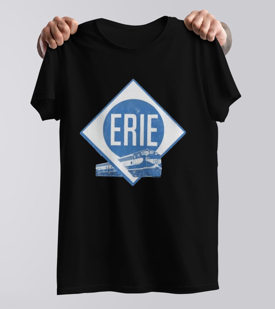 Erie Railway Train Vintage Blue T-Shirt