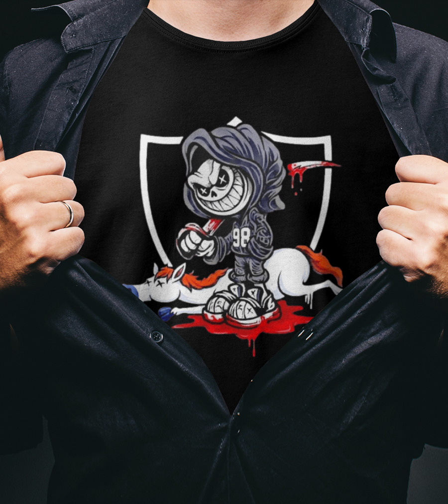 Maxx Crosby Grim Reaper Las Vegas Raiders Defeat Denver Broncos Horse T-Shirt