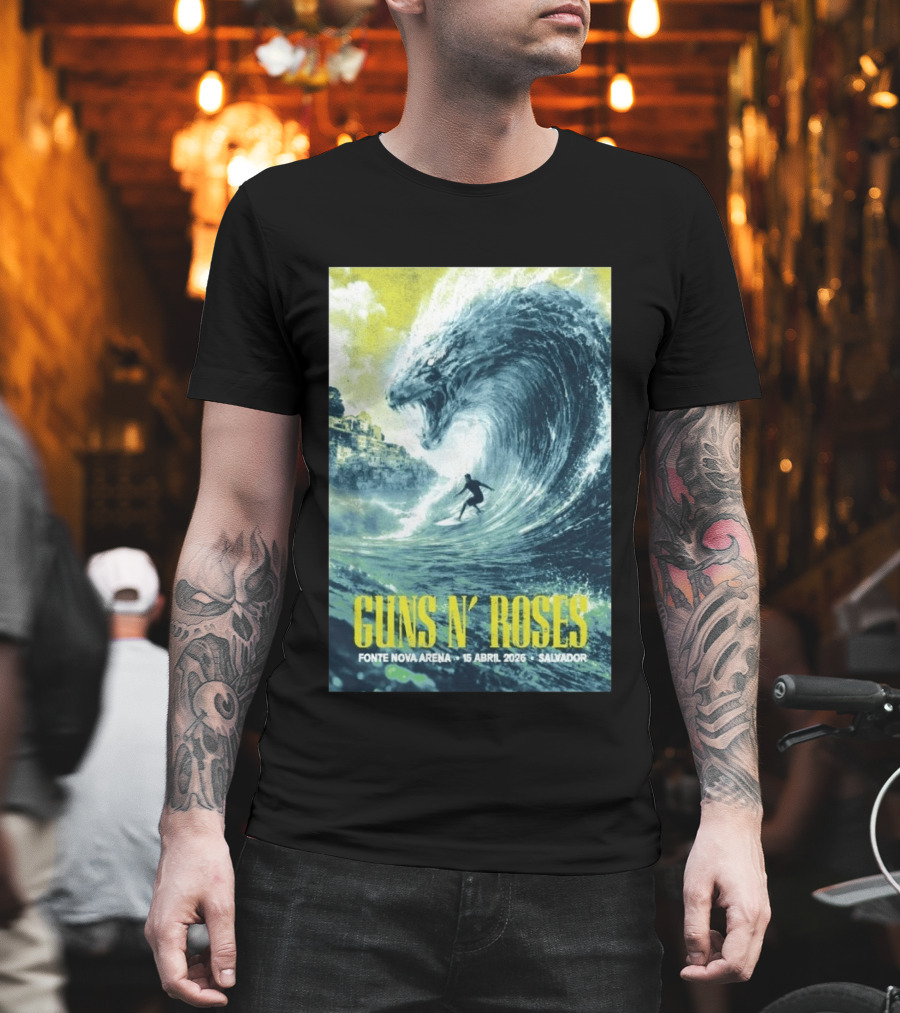 Guns N' Roses Concert April 15 2026 Fonte Nova Arena Salvador Surfer Wave T-Shirt