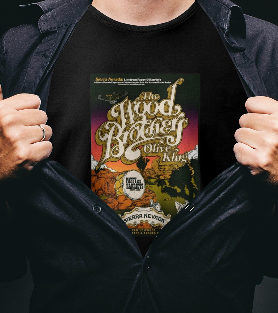 Sierra Nevada Presents The Wood Brothers Olive Klug Live May 1 2026 Pappy & Harriet's Pioneertown CA T-Shirt