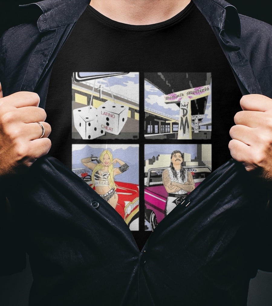 Ripple Junction Dominik Mysterio Liv Morgan 00s RPG WWE Latino Cheat Dice T-Shirt