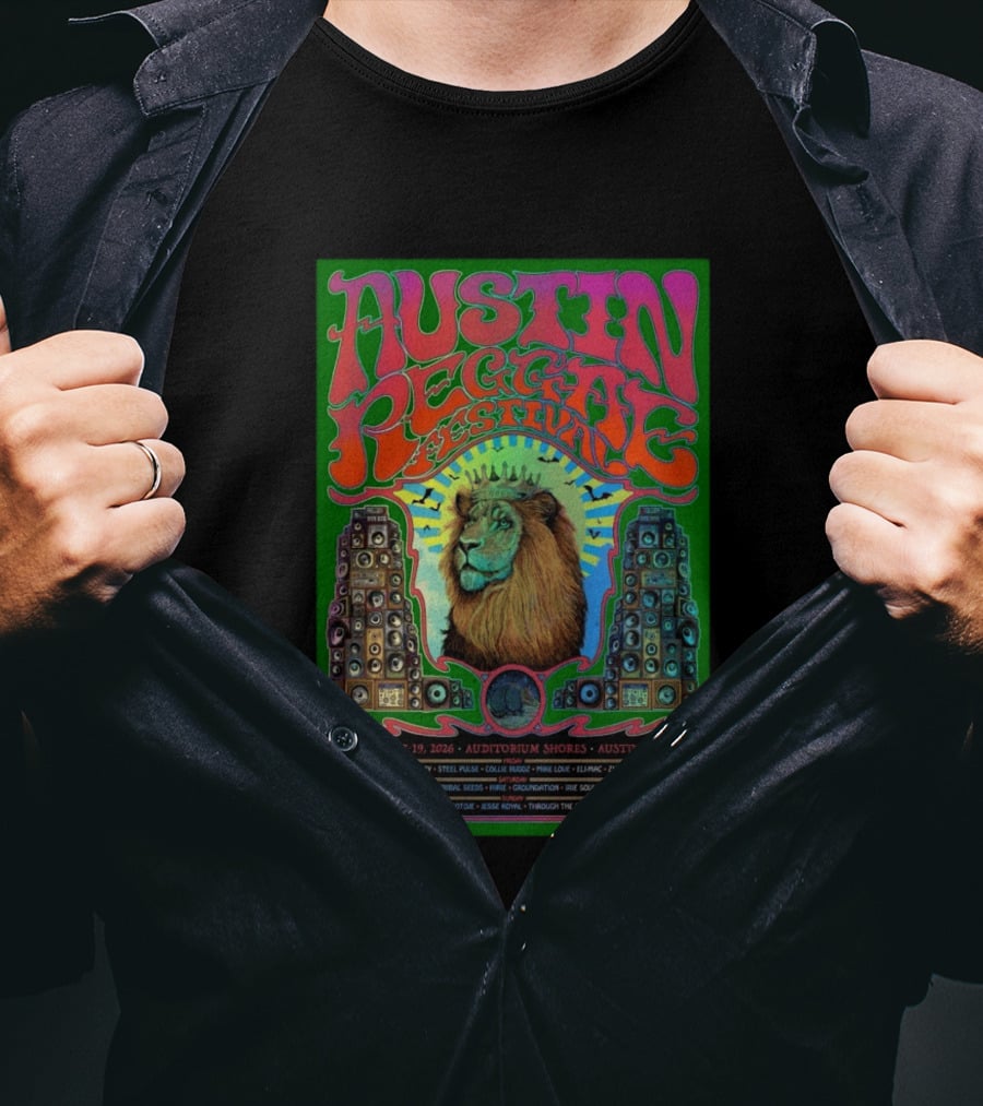 Austin Reggae Festival 2026 Auditorium Shores Stephen Marley Ziggy Marley Iration Jesse Royal Fortunate Youth T-Shirt