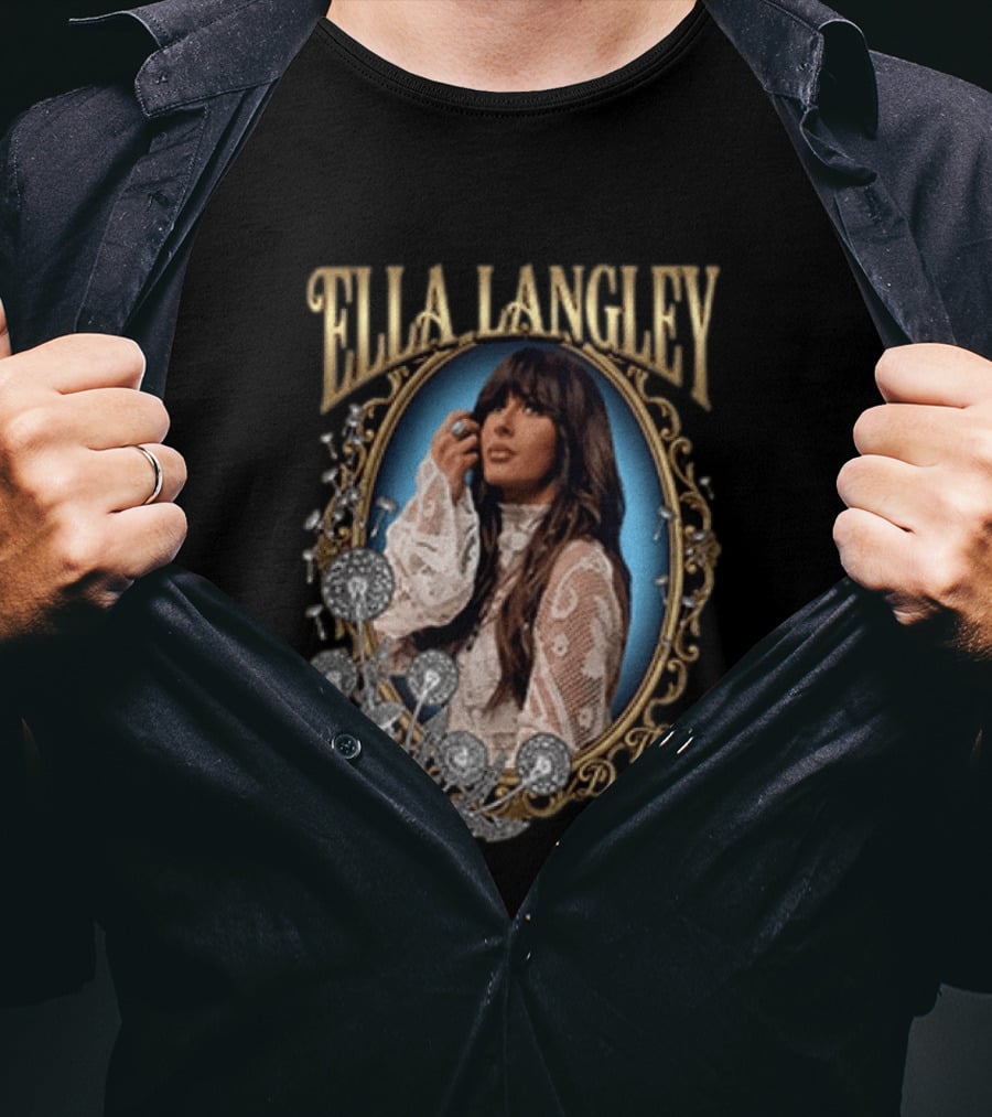 Ella Langley The Dandelion Tour Vintage Portrait Frame Floral Lace Elegance T-Shirt