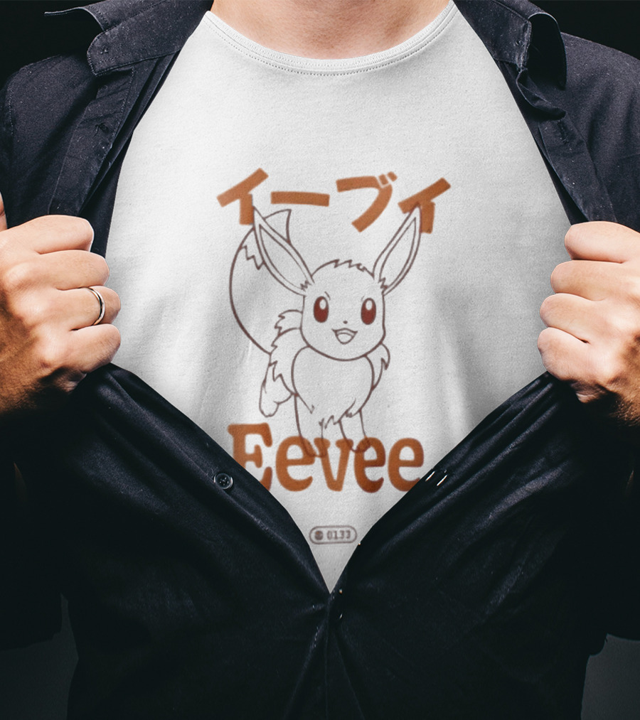 Japanese Minimalist Eevee Streetwear Fashion Anime T-Shirt