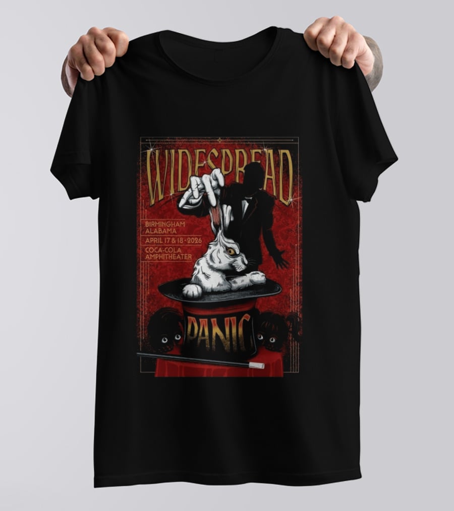 Widespread Panic Birmingham Alabama April 17 18 2026 Coca Cola Amphitheater Rabbit Outta The Hat T-Shirt