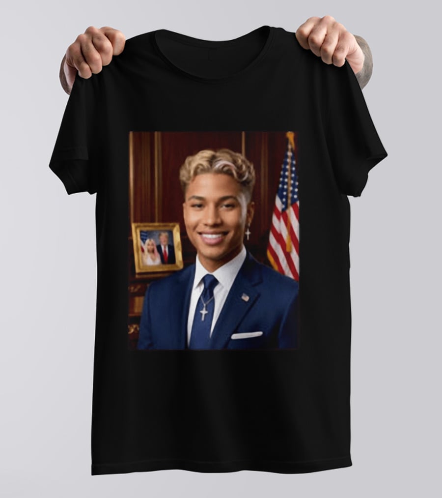 Kenzo J. Trump 2026 Presidential Portrait With USA Flag And Photo Frame T-Shirt