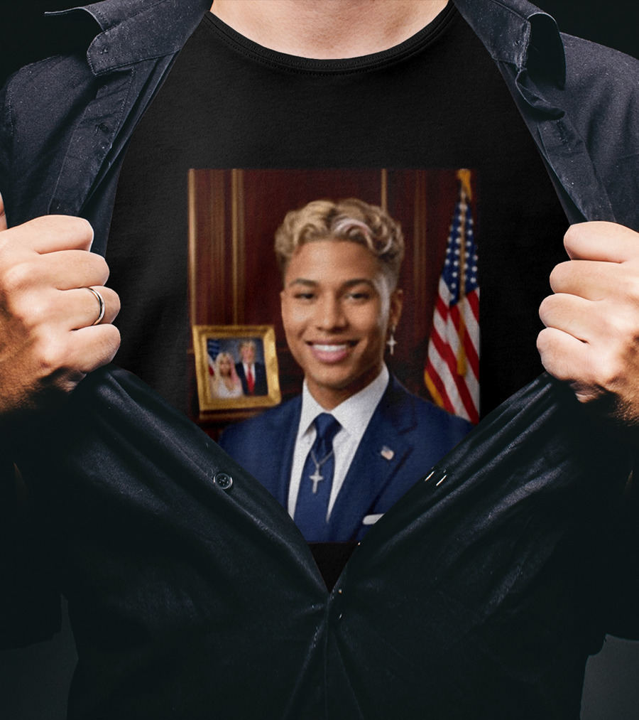 Kenzo J. Trump 2026 Presidential Portrait With USA Flag And Photo Frame T-Shirt