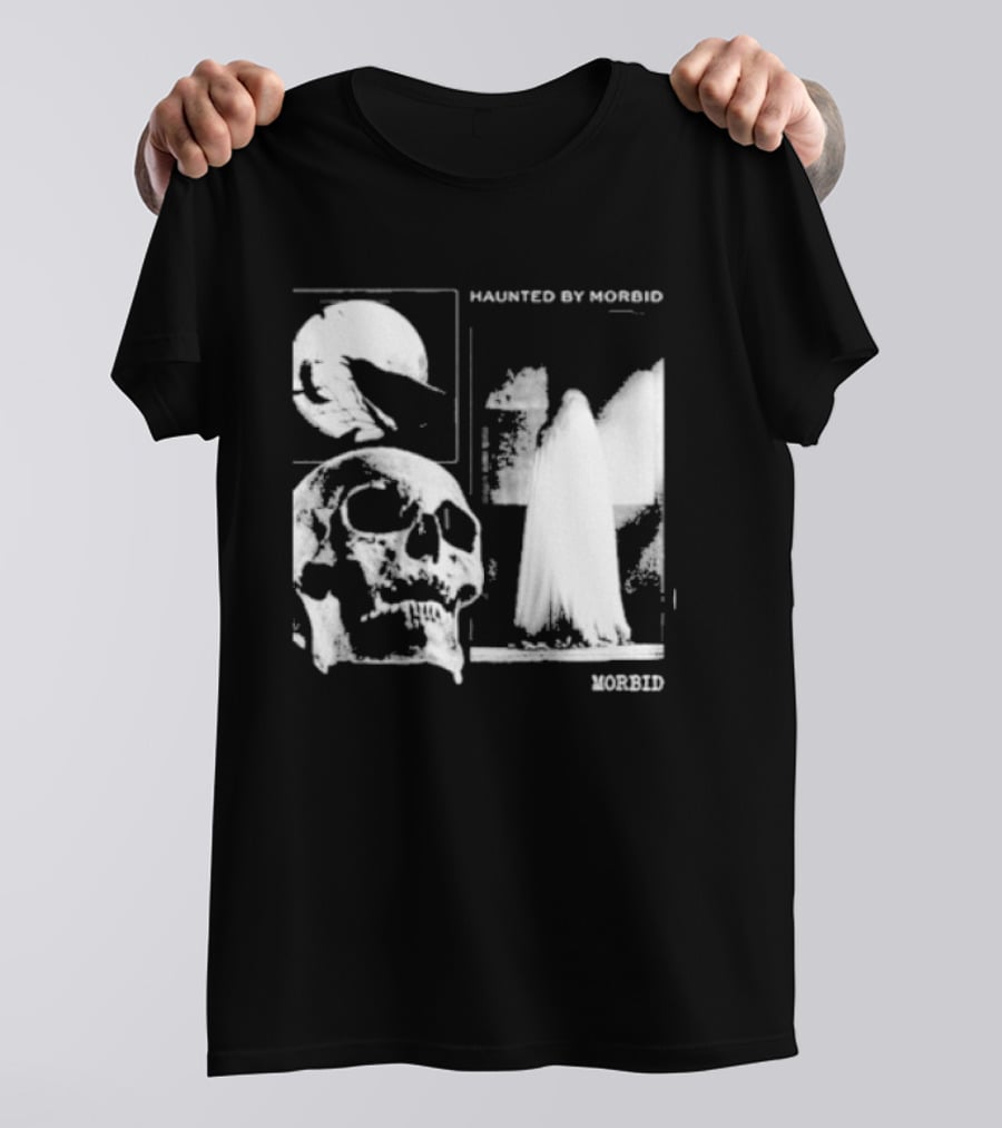Haunted By Morbid Skull And Ghost Imagery Morbid Podcast T-Shirt
