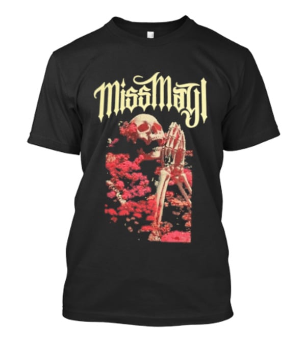 Miss May I Pray For Silence Skeleton Red Flowers T-Shirt