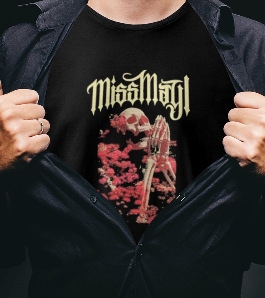 Miss May I Pray For Silence Skeleton Red Flowers T-Shirt