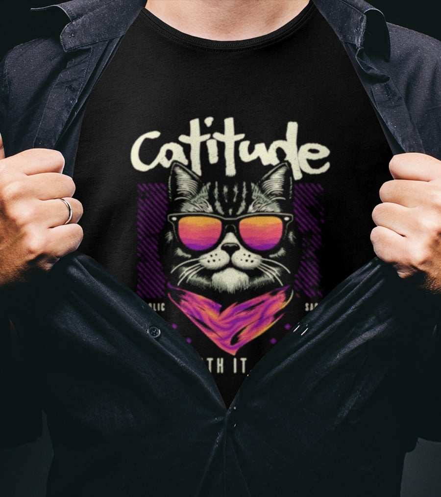 Cattitude Cool Cat Sunglasses Deal With It Human T-Shirt