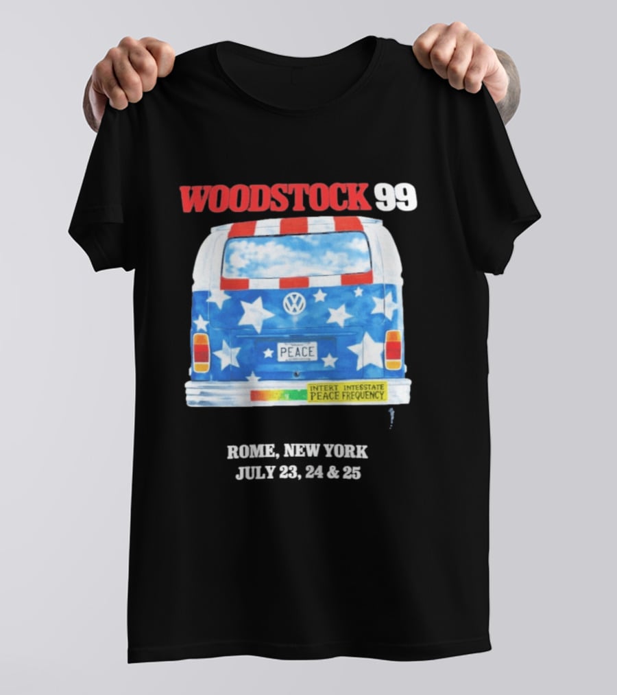Woodstock 99 Something Very Bad Is Going To Happen Peace Frequency VW Van T-Shirt