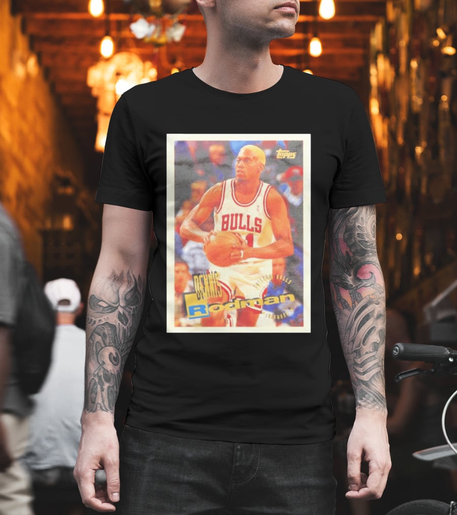 Dennis Rodman Chicago Bulls Topps Card NBA Forward T-Shirt