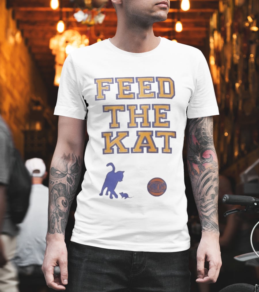 Feed The Kat Knicks Logo Basketball Cat T-Shirt