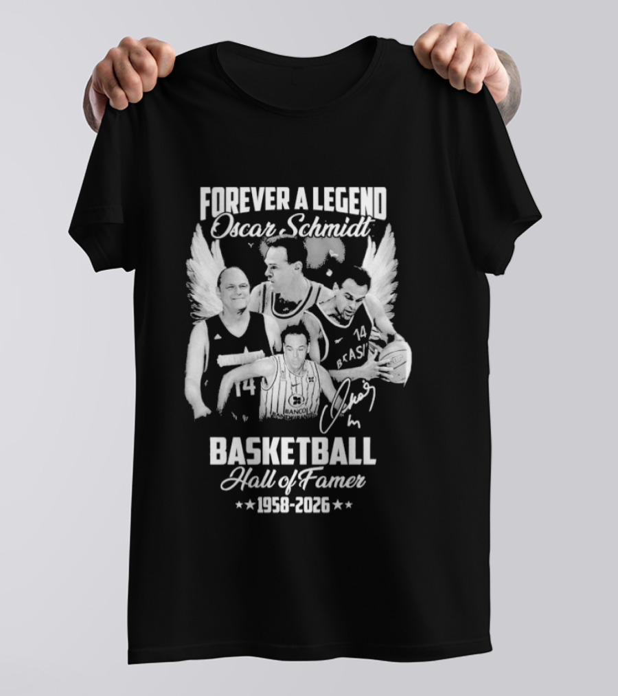 Forever A Legend Oscar Schmidt Basketball Hall Of Famer 1958 2026 Winged T-Shirt