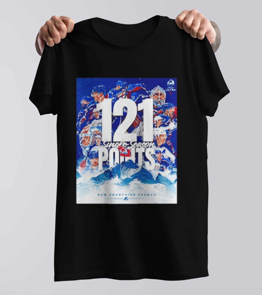 Colorado Avalanche 121 Single Season Points New Franchise Record T-Shirt