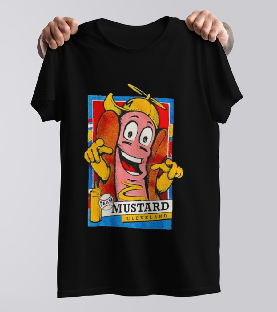 Cleveland Team Mustard Hot Dog Character Colorful T-Shirt