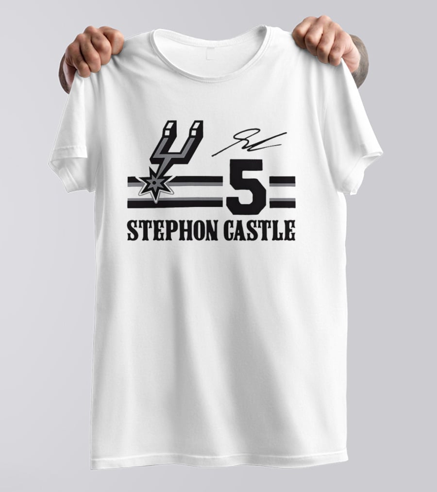 Stephon Castle San Antonio Spurs Number 5 NBA Team Signature T-Shirt