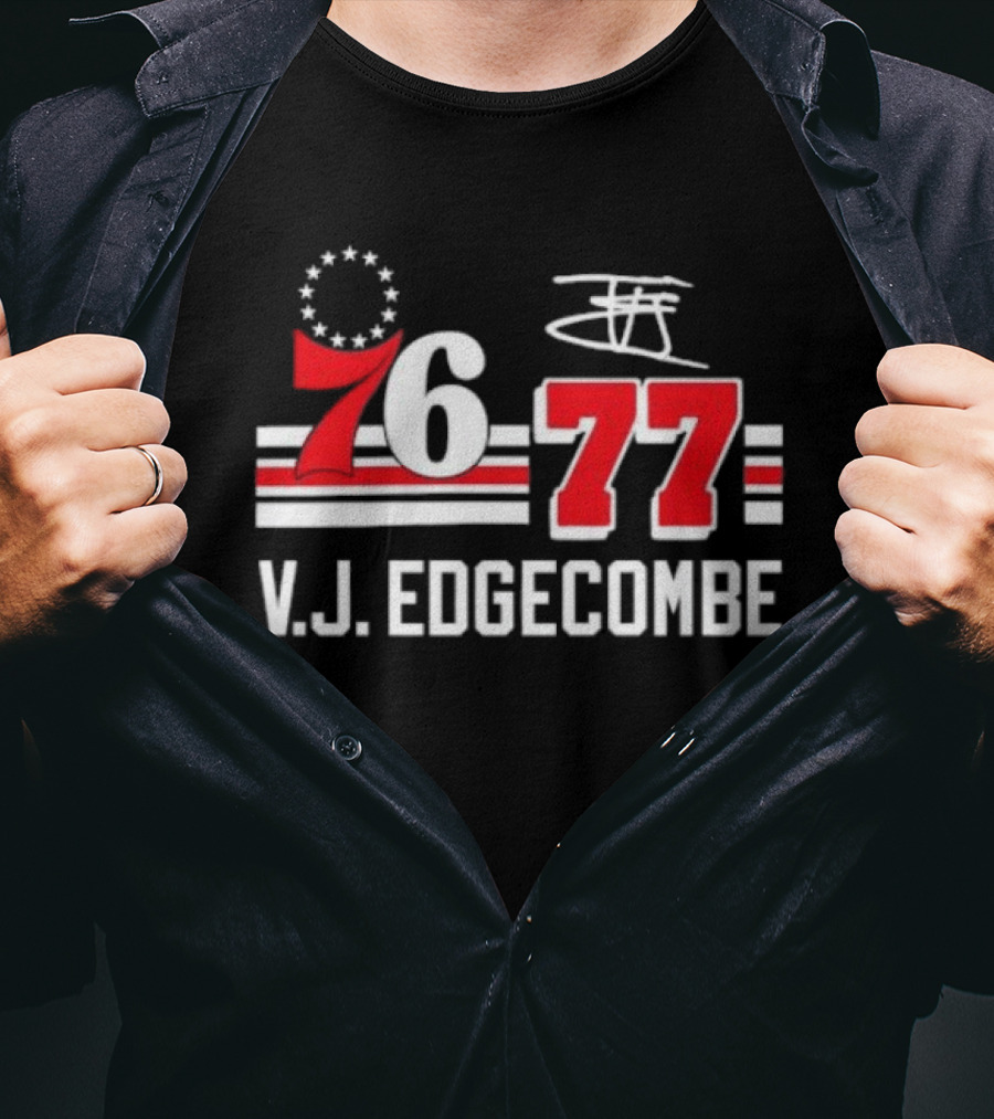 Philadelphia 76ers VJ Edgecombe 76 77 NBA Number T-Shirt
