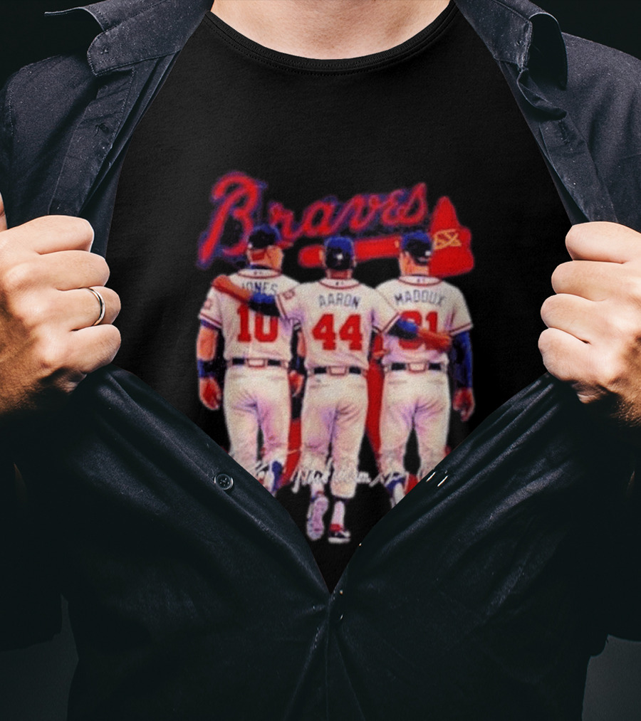 Atlanta Braves Jones Aaron Maddux Iconic Baseball Legends T-Shirt