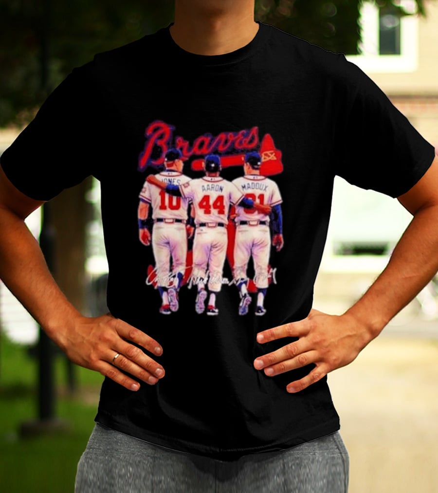 Atlanta Braves Jones Aaron Maddux Iconic Baseball Legends T-Shirt