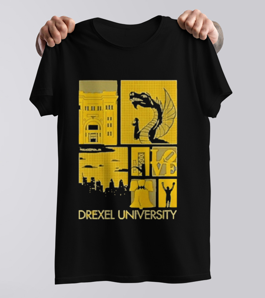 Drexel University Dragons Skyline Liberty Bell Icon Philadelphia T-Shirt