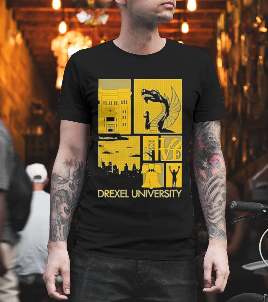Drexel University Dragons Skyline Liberty Bell Icon Philadelphia T-Shirt