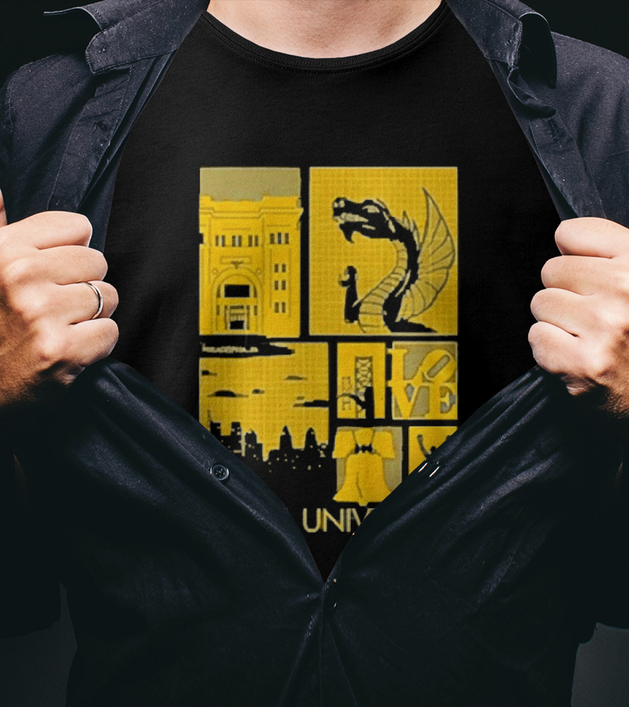 Drexel University Dragons Skyline Liberty Bell Icon Philadelphia T-Shirt