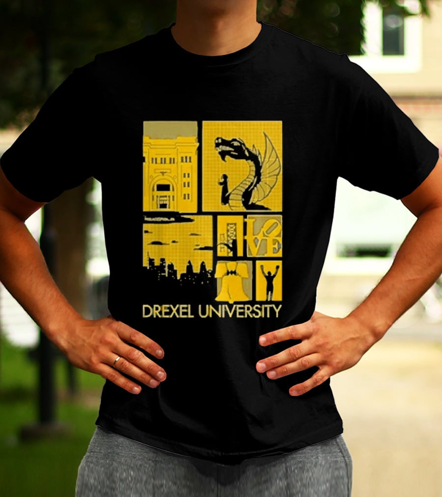Drexel University Dragons Skyline Liberty Bell Icon Philadelphia T-Shirt