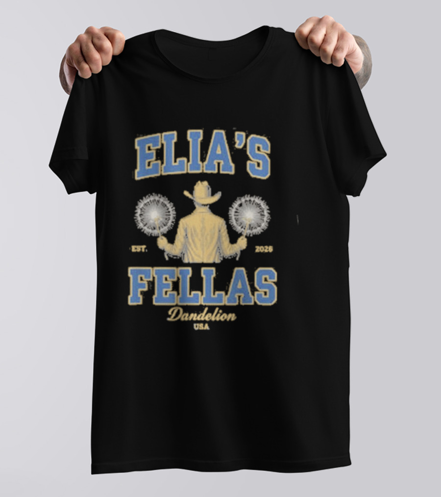 Elia's Fellas Dandelion USA Western Fella Est 2026 Cowboy With Dandelions T-Shirt