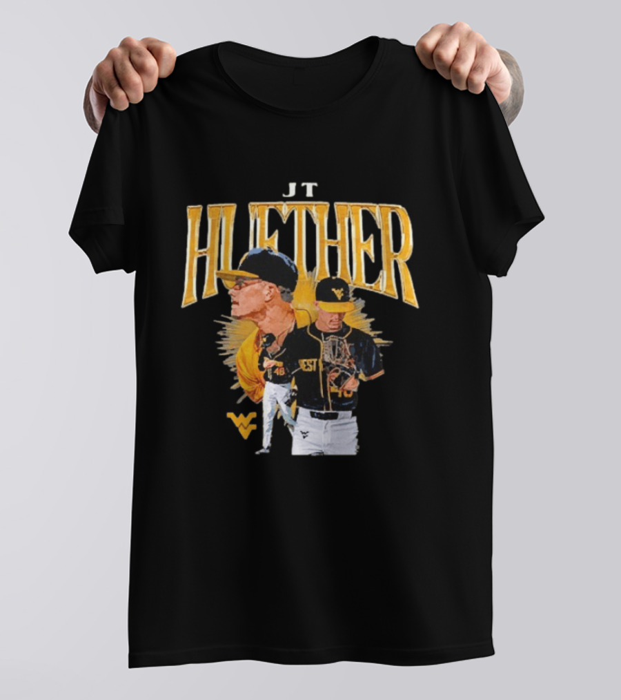 JT Huether West Virginia Mountaineers Baseball Player WV T-Shirt