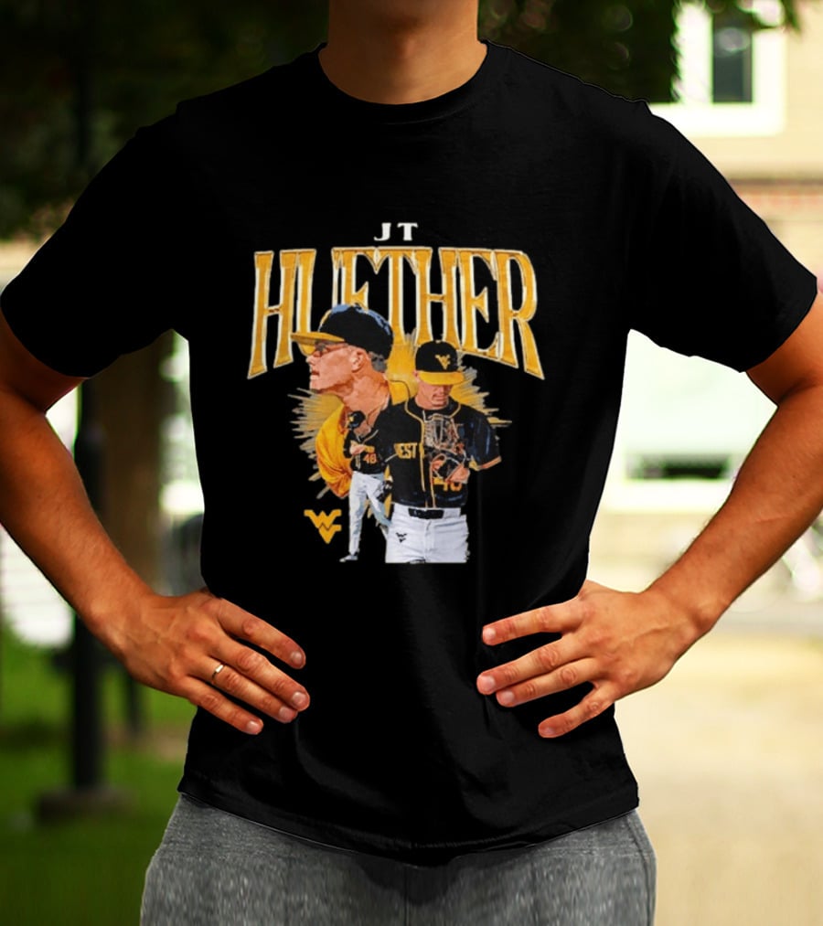 JT Huether West Virginia Mountaineers Baseball Player WV T-Shirt