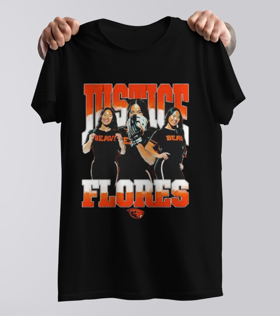 Justice Flores Beavers NCAA Oregon State Softball Player Collage T-Shirt