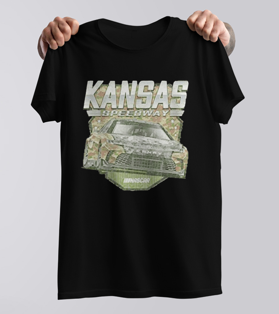 Kansas Speedway Camo Nascar Car Racing Americana T-Shirt
