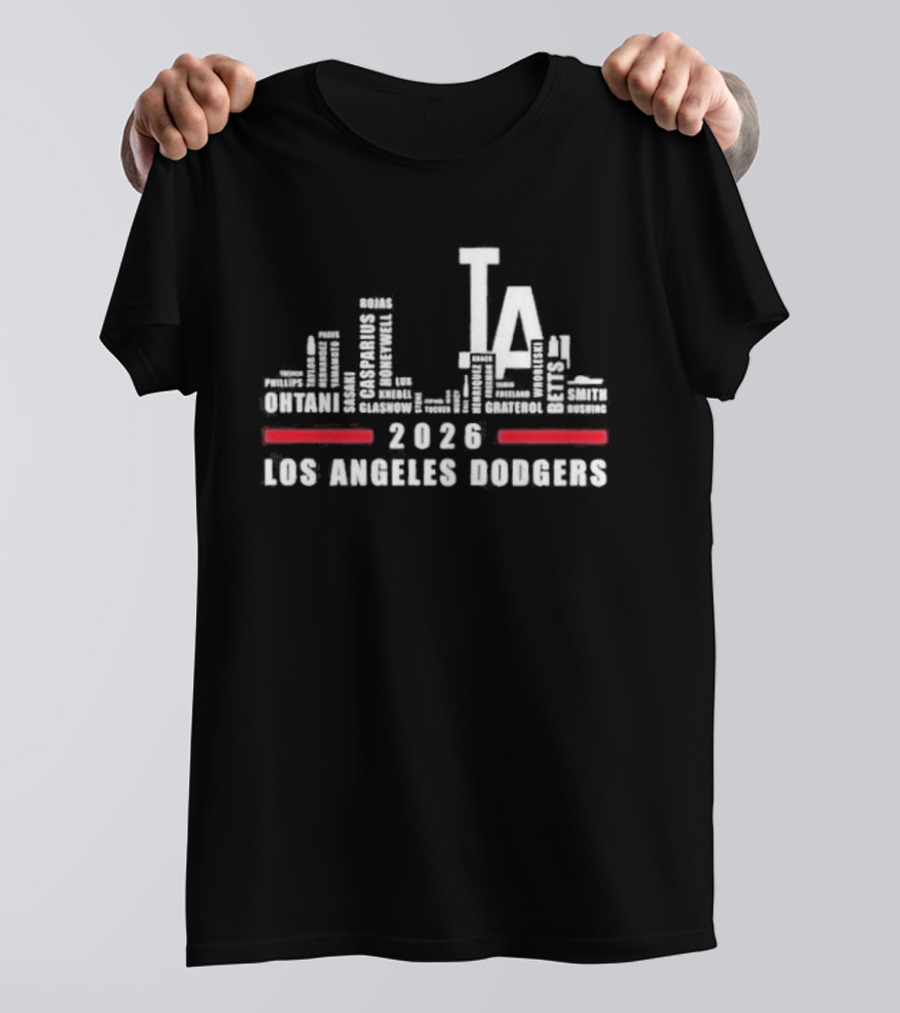 Los Angeles Dodgers 2025 City Skyline Greatest Of All Time Players T-Shirt
