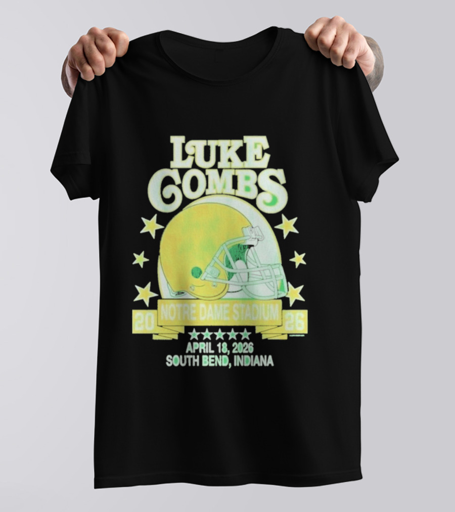 Luke Combs Notre Dame Stadium April 18 2026 South Bend Indiana Helmet Football Event T-Shirt