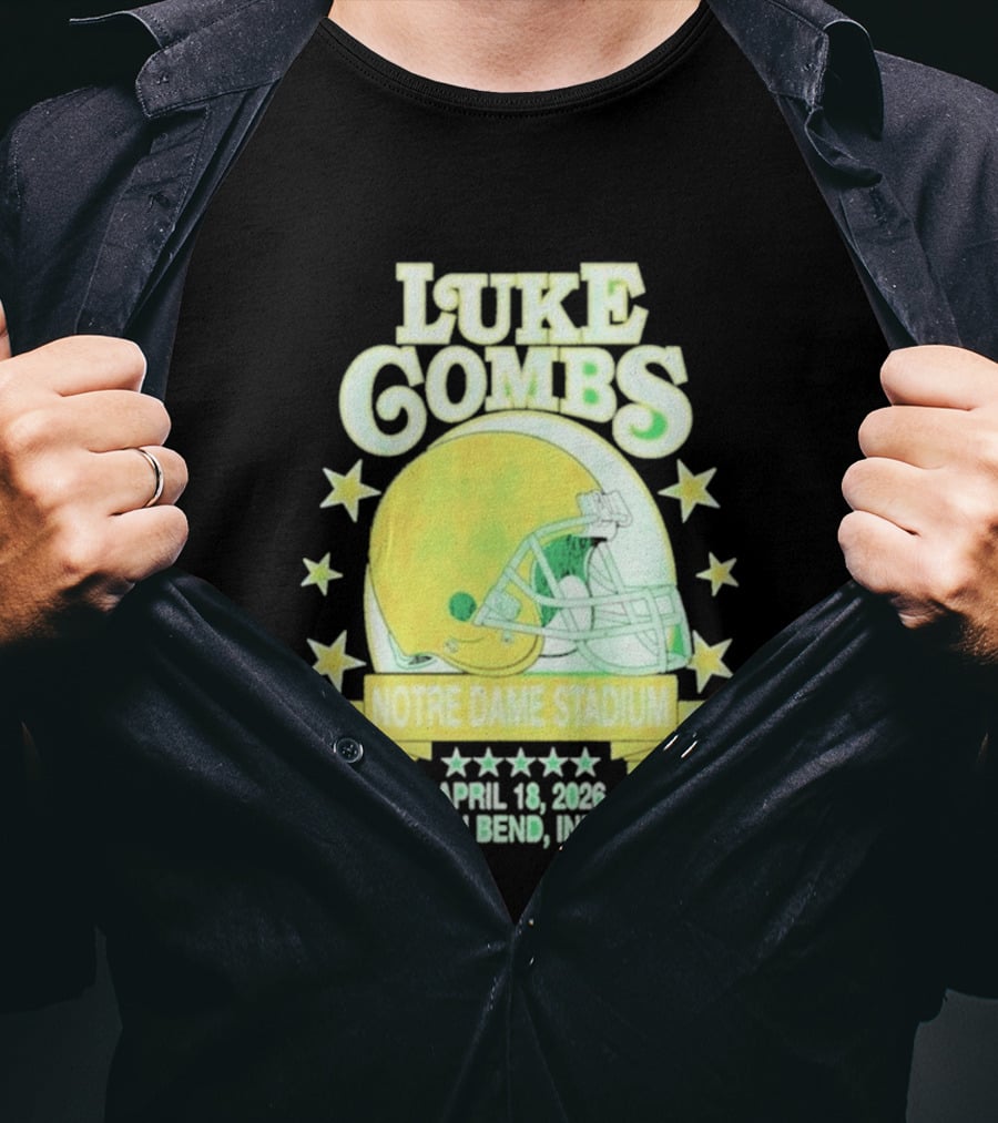 Luke Combs Notre Dame Stadium April 18 2026 South Bend Indiana Helmet Football Event T-Shirt