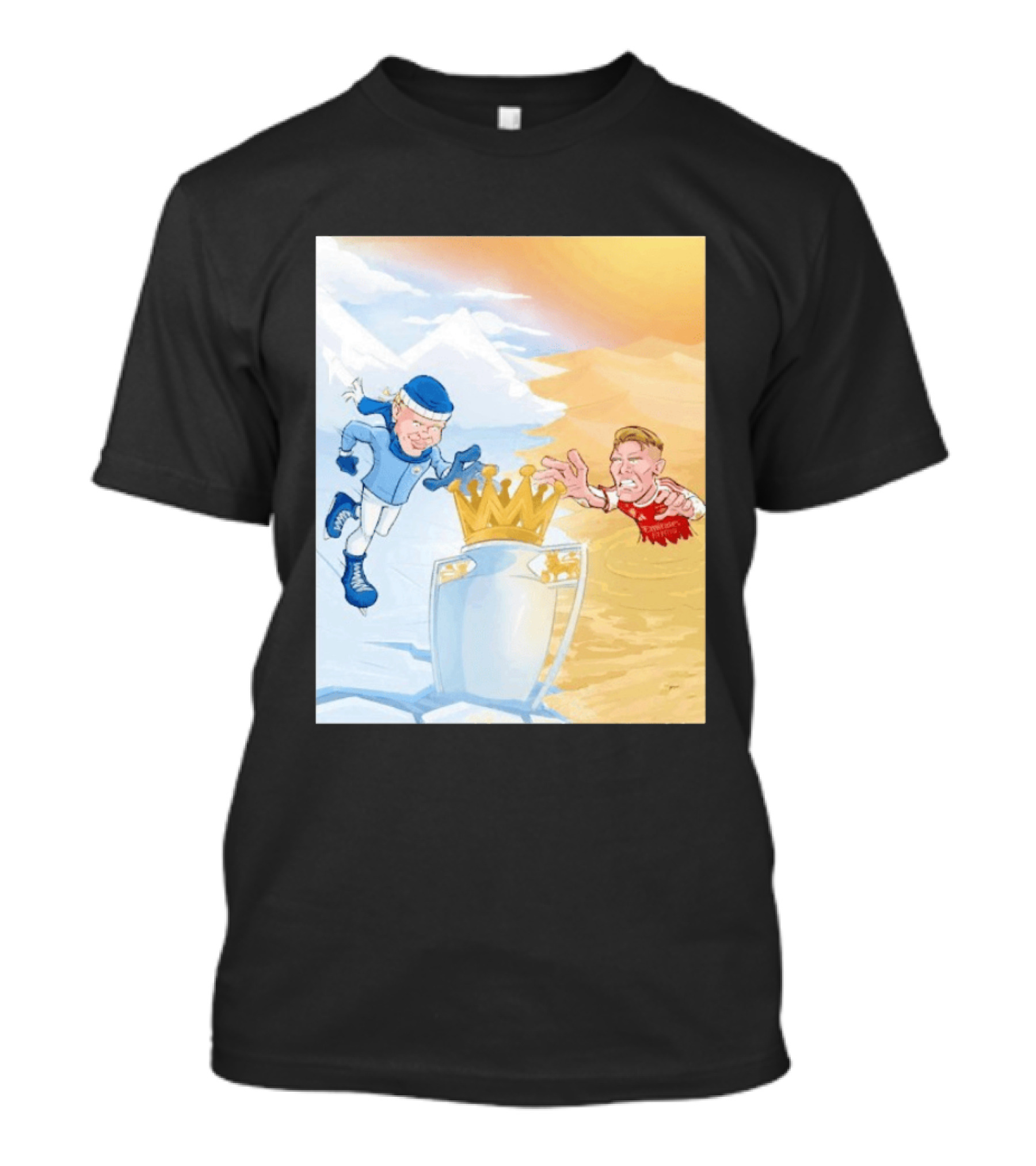 Manchester City Versus Arsenal April 2026 Premier League Title Showdown Cartoon T-Shirt