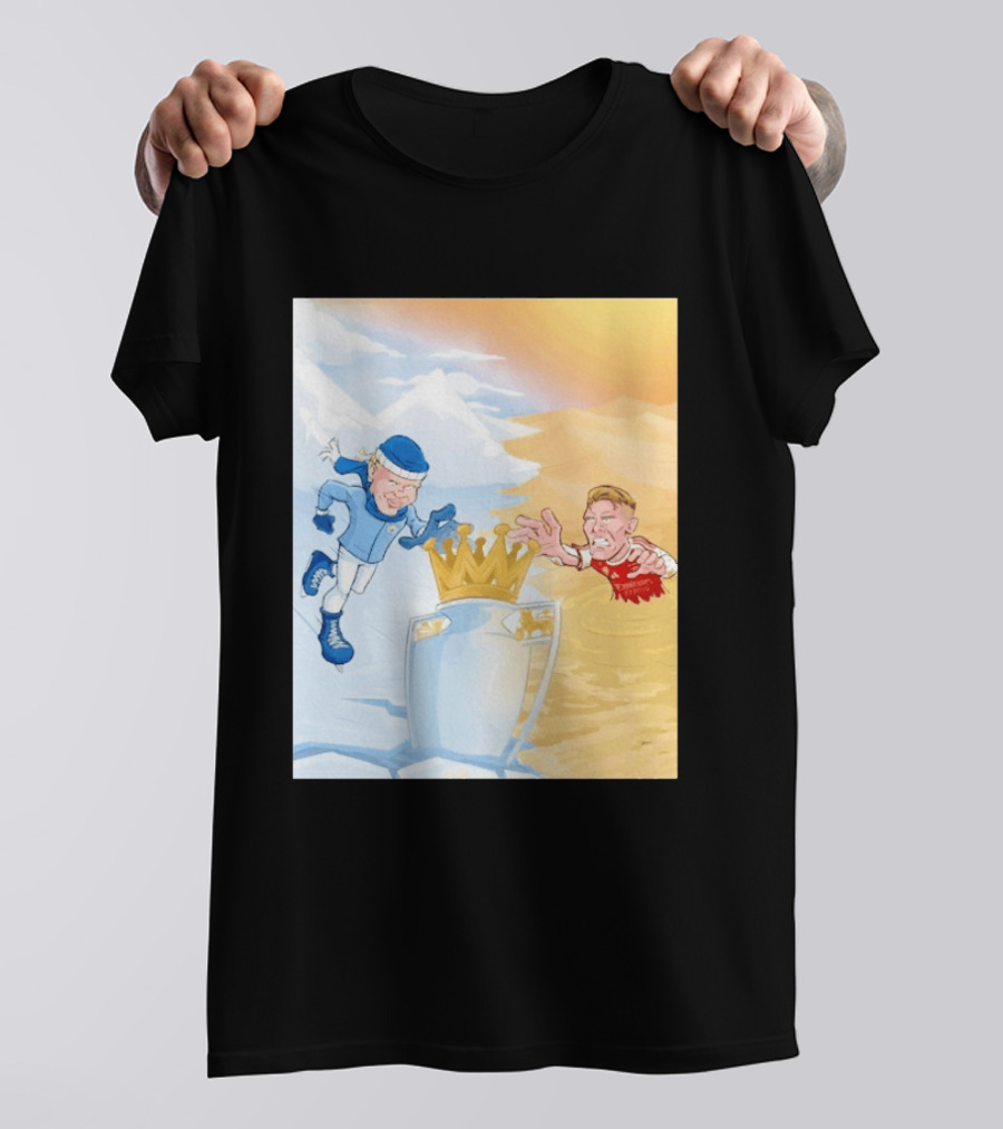 Manchester City Versus Arsenal April 2026 Premier League Title Showdown Cartoon T-Shirt