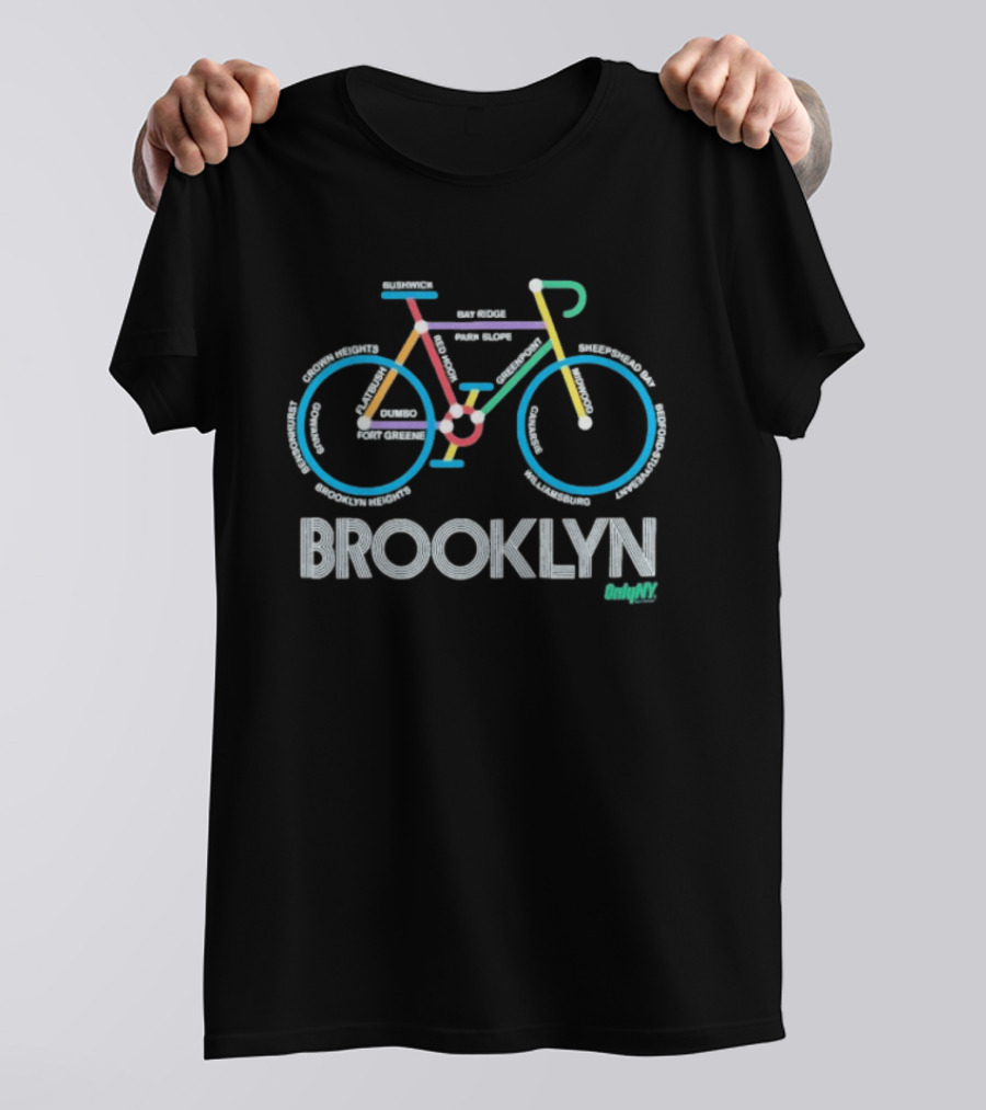 Only NY Brooklyn Neighborhoods Bike Map T-Shirt