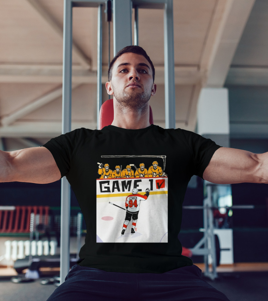 Philadelphia Flyers Porter Martone Celebrates Game 1 Win Over Pittsburgh Penguins T-Shirt