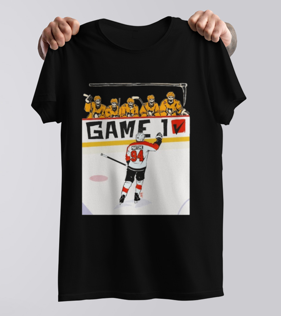 Philadelphia Flyers Porter Martone Celebrates Game 1 Win Over Pittsburgh Penguins T-Shirt