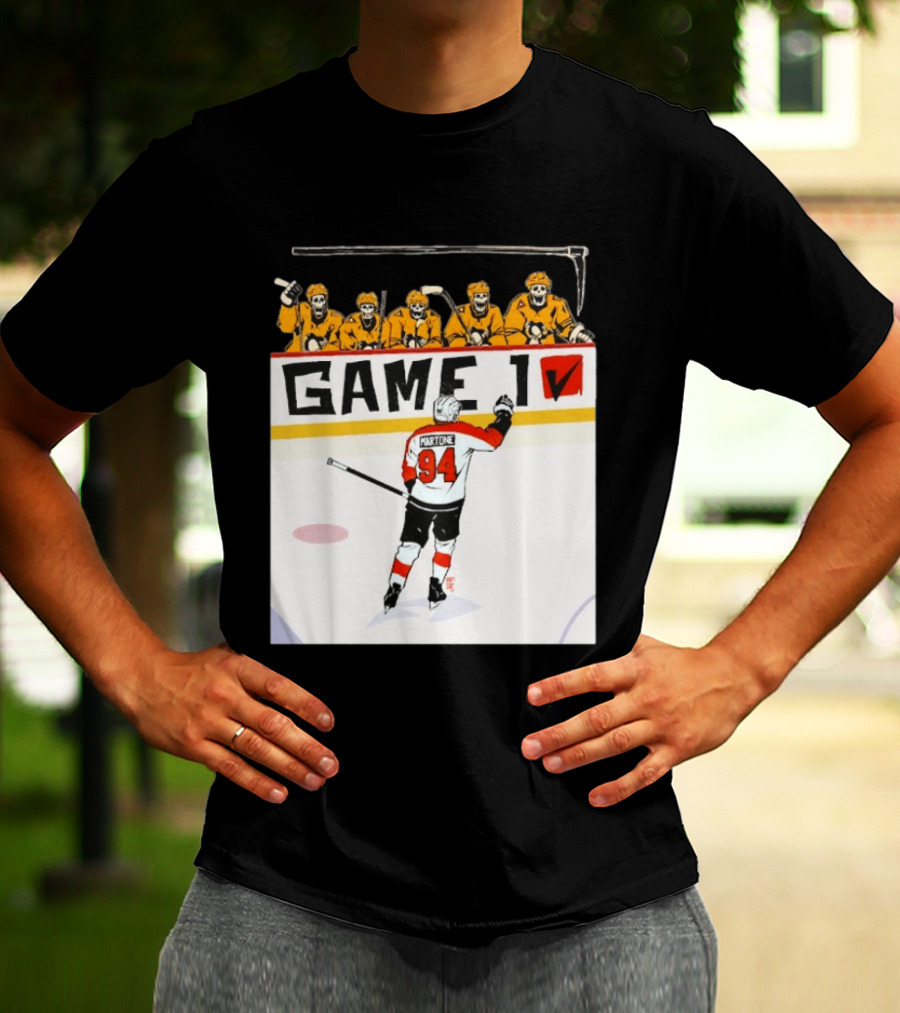 Philadelphia Flyers Porter Martone Celebrates Game 1 Win Over Pittsburgh Penguins T-Shirt